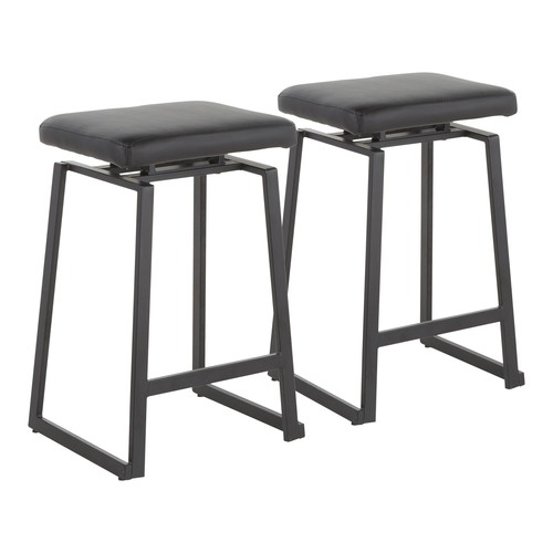 Geo Upholstered 26" Fixed-height Counter Stool - Set Of 2